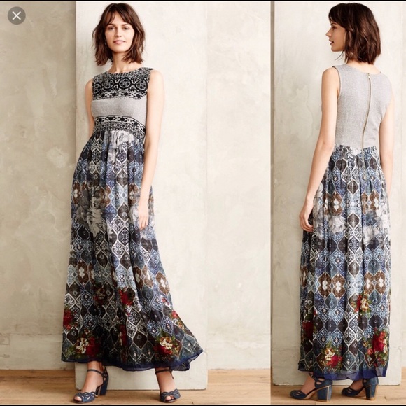 Anthropologie boy and gray maxi dress - Picture 1 of 6